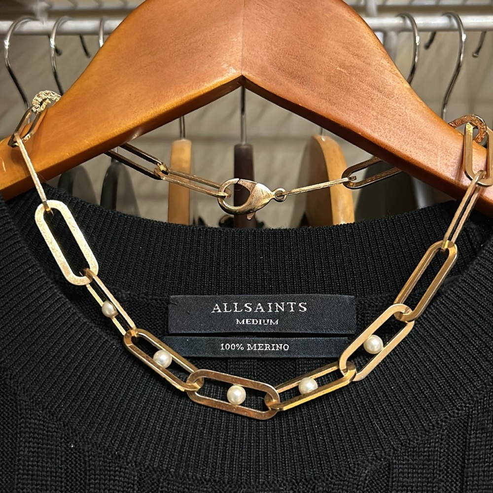 Rebecca Rose Gold Plated Bronze paperclip necklace